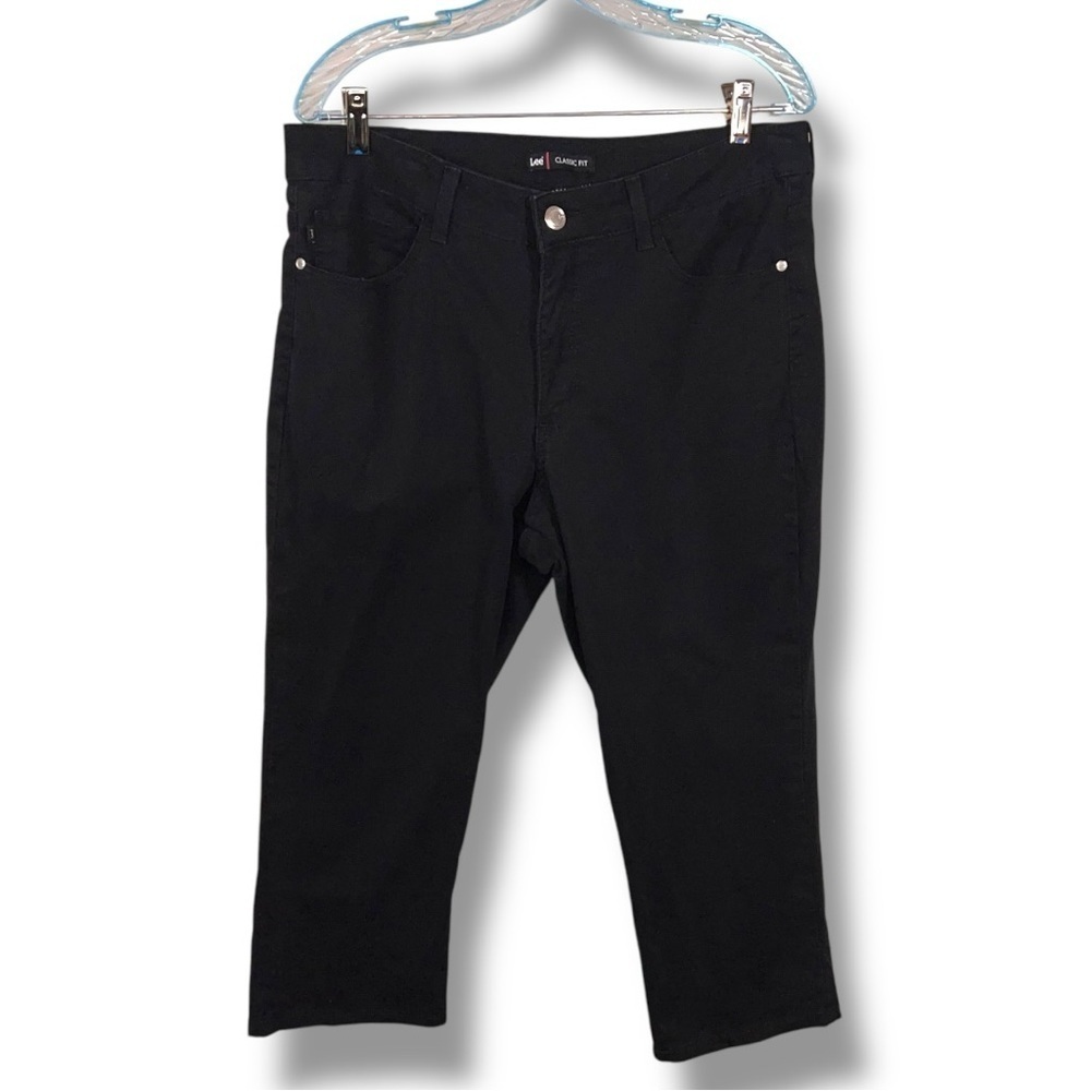 35 Waist Lee Jeans Womens Cropped Classic Fit Black Stretch Denim Size 18